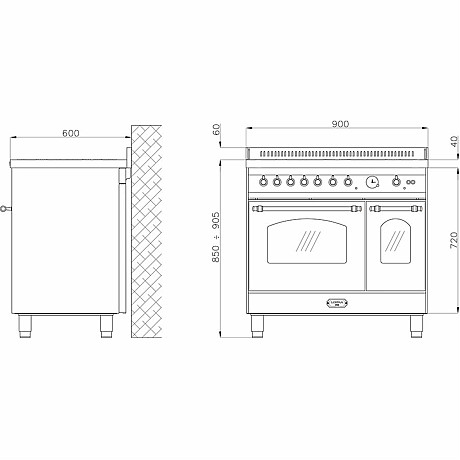 Lofra -  Dolce Vita 90 cm (2 ugnar) (Rostfri/Krom) Induktion