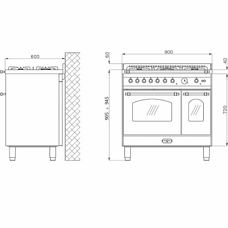 Lofra -  Teleskopfot till Dolce Vita och Venezia spisar (extra hög)