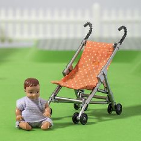 Lundby - dockhus - Dockhus docka och barnvagn Lundby - dockhus - Dockhus docka och barnvagn