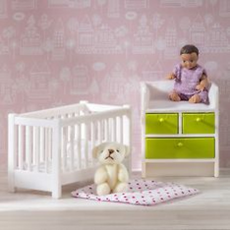Lundby - dockhus Dollhouse spjälsäng och skötbord Lundby - dockhus Dollhouse spjälsäng och skötbord