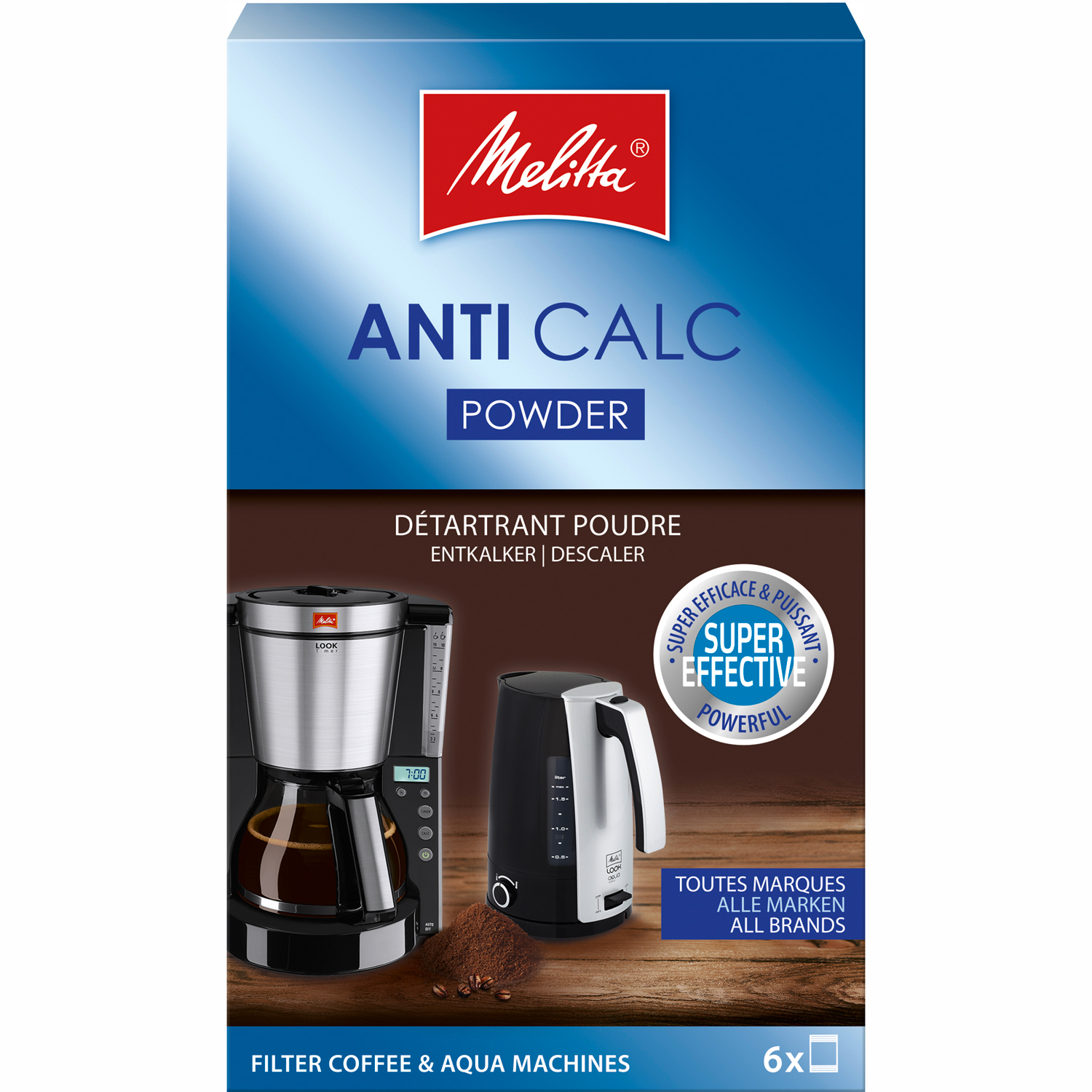 Melitta tillbehör kaffe avkalkning pulver 6x20g