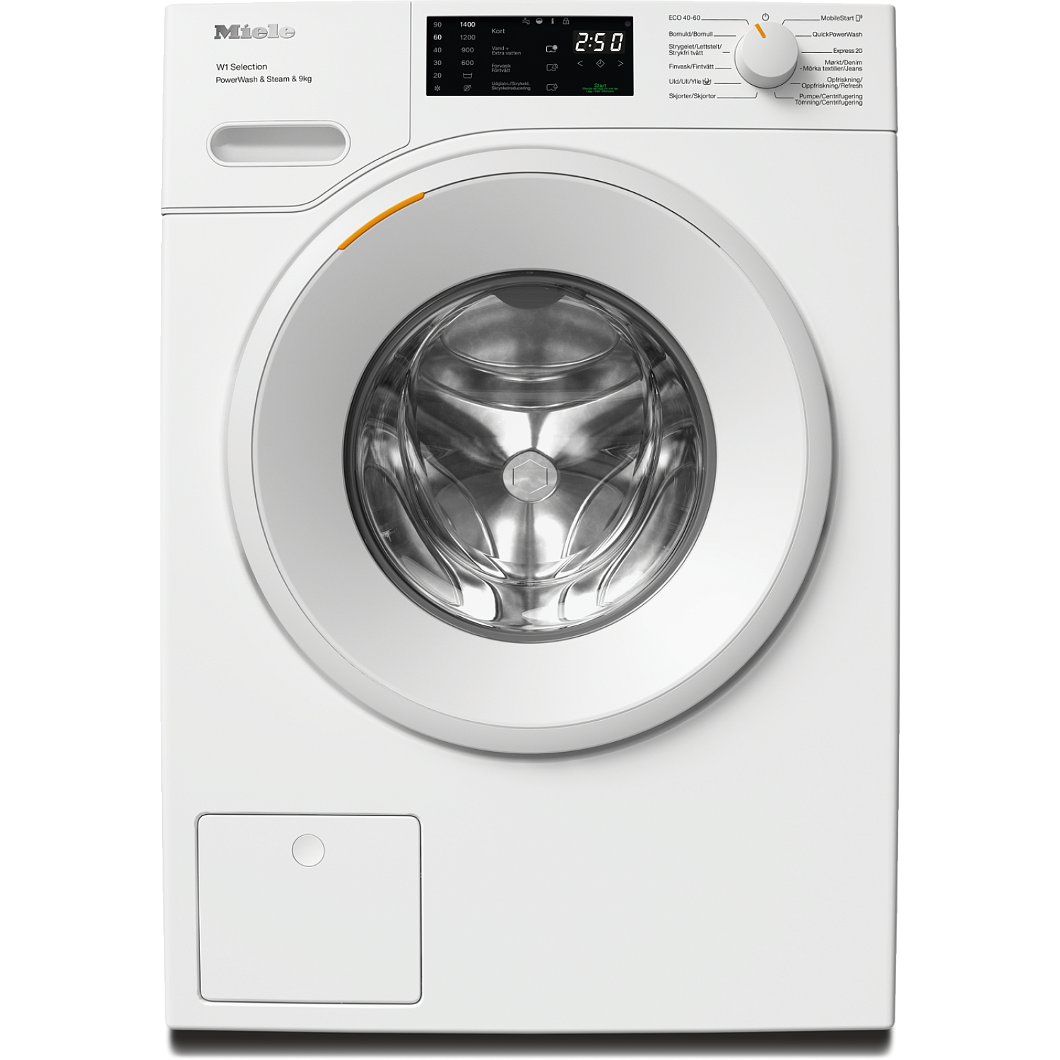 Miele frontmatad tvättmaskin wsd383 wcsw1 pwash&steam 9 kg