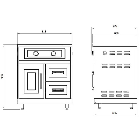 Myoutdoorkitchen - Inox Range - 430SS Stainless - Side burner cabinet - SE
