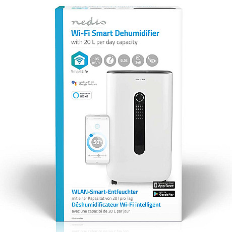 Nedis - DEHU20WTW Luftavfuktare SmartLife Wi-Fi 20 l/Dag 195 m³/h