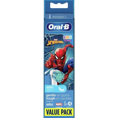 Oral b tillbehör eltandborste refiller kids spiderman 4ct