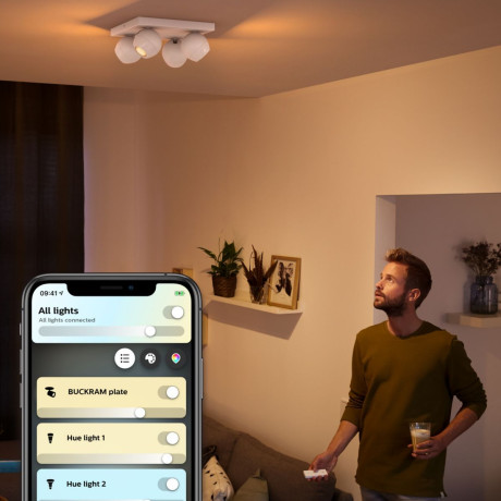 Philips Hue - White ambiance Buckram fyrdubbel spot Philips Hue - White ambiance Buckram fyrdubbel spot