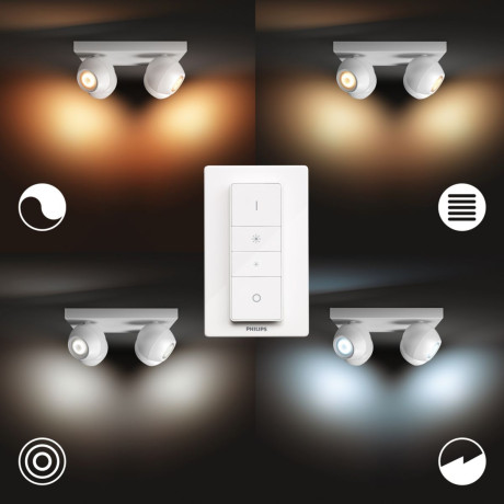 Philips Hue - White ambiance Buckram fyrdubbel spot Philips Hue - White ambiance Buckram fyrdubbel spot