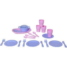 Plasto - lek-servis för fyra, 23 delar, rosa