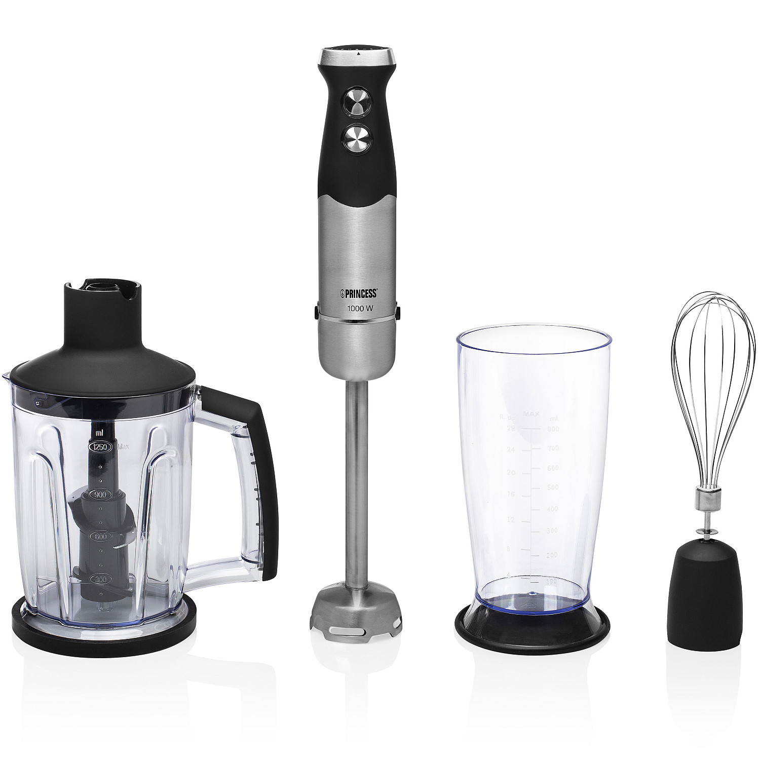 Princess mixer rostfri - 1000w xl-m&auml;tb&auml;gare visp och hackare