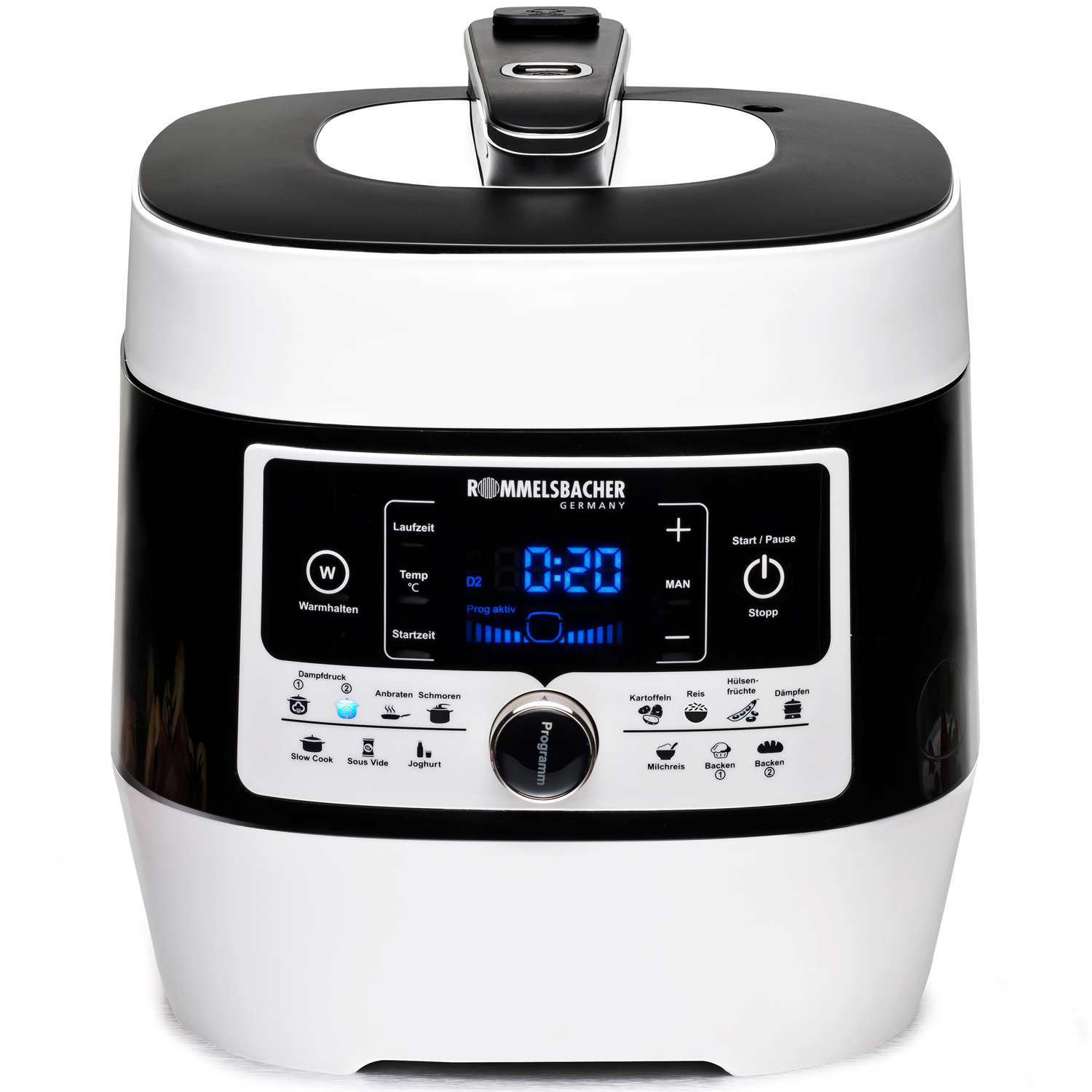 Rommelsbacher slow cooker md 1000 - vit, 14 program & cool-touch