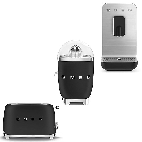 Smeg paket barista & brunch set - mattsvart med 50's style