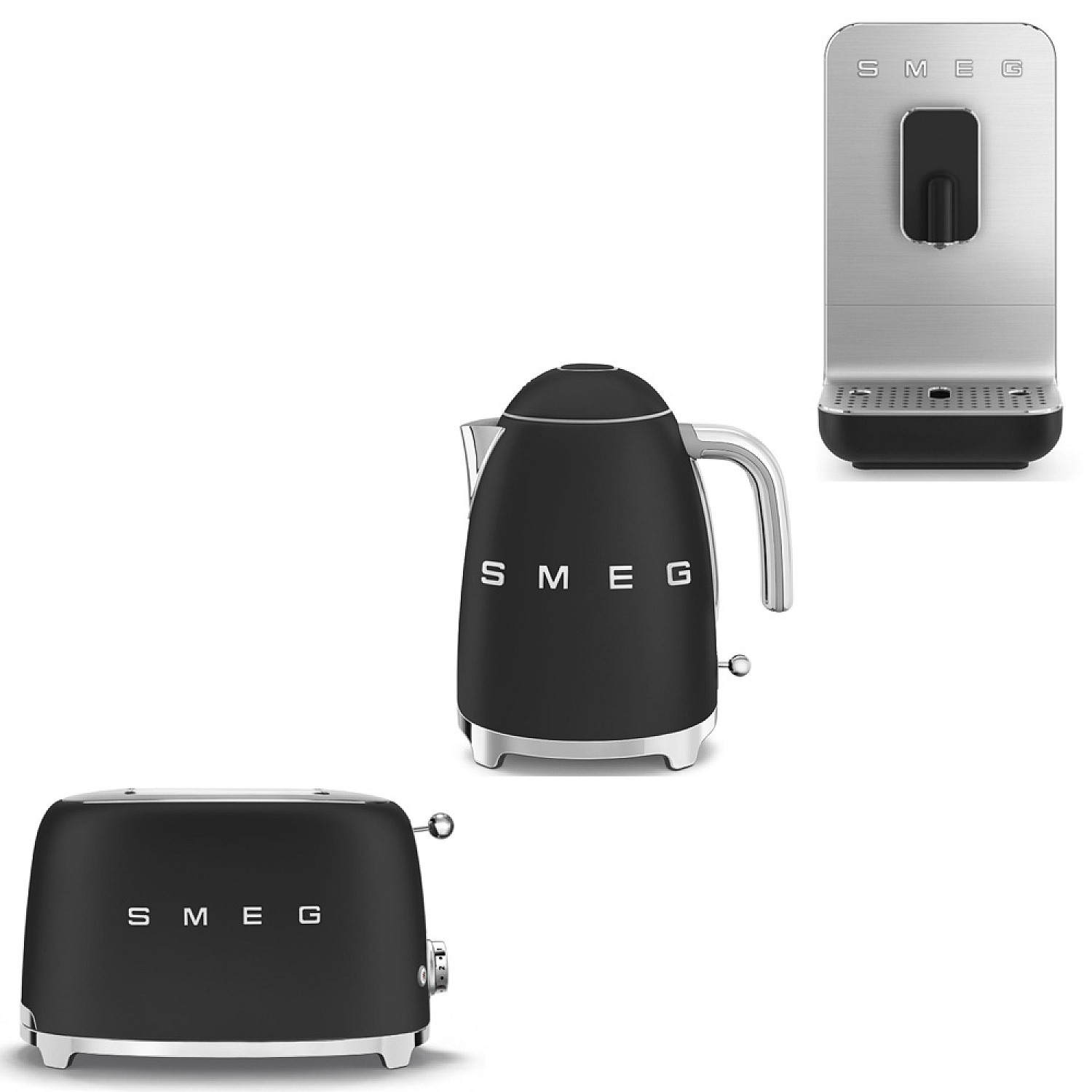 Smeg paket barista & breakfast set - mattsvart med 50's style