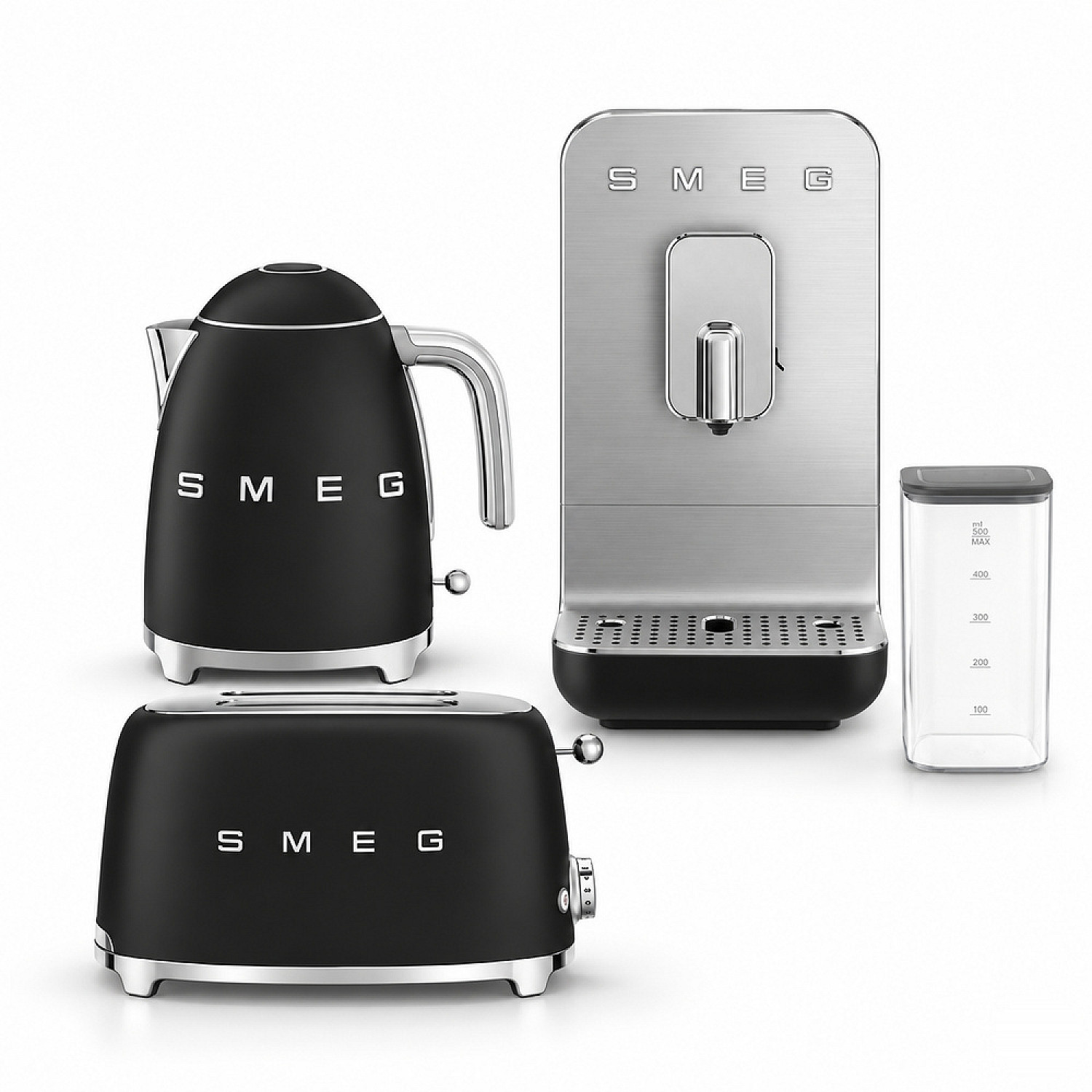 Smeg paket espresso, toast & te - mattsvart med 50's style
