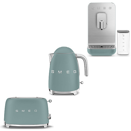 Smeg paket espresso, toast & te - emerald green med 50's style