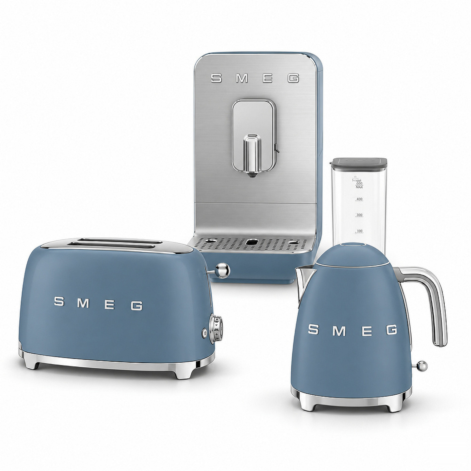 Smeg paket espresso, toast & te - storm blue med 50's style