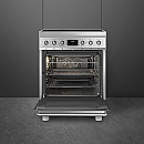 Smeg - 60cm bred, rostfri och elegant induktionsspis med stänkskydd och fläkt Smeg - 60cm bred, rostfri och elegant induktionsspis med stänkskydd och fläkt