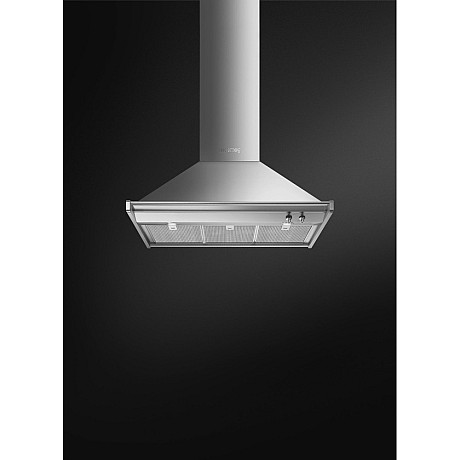 Smeg - 90cm bred induktionsspis med dubbelugn,stänkskydd och fläkt