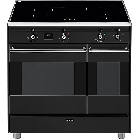 Smeg - Antracitfärgad, induktionsspis, stänkskydd & köksfläkt
