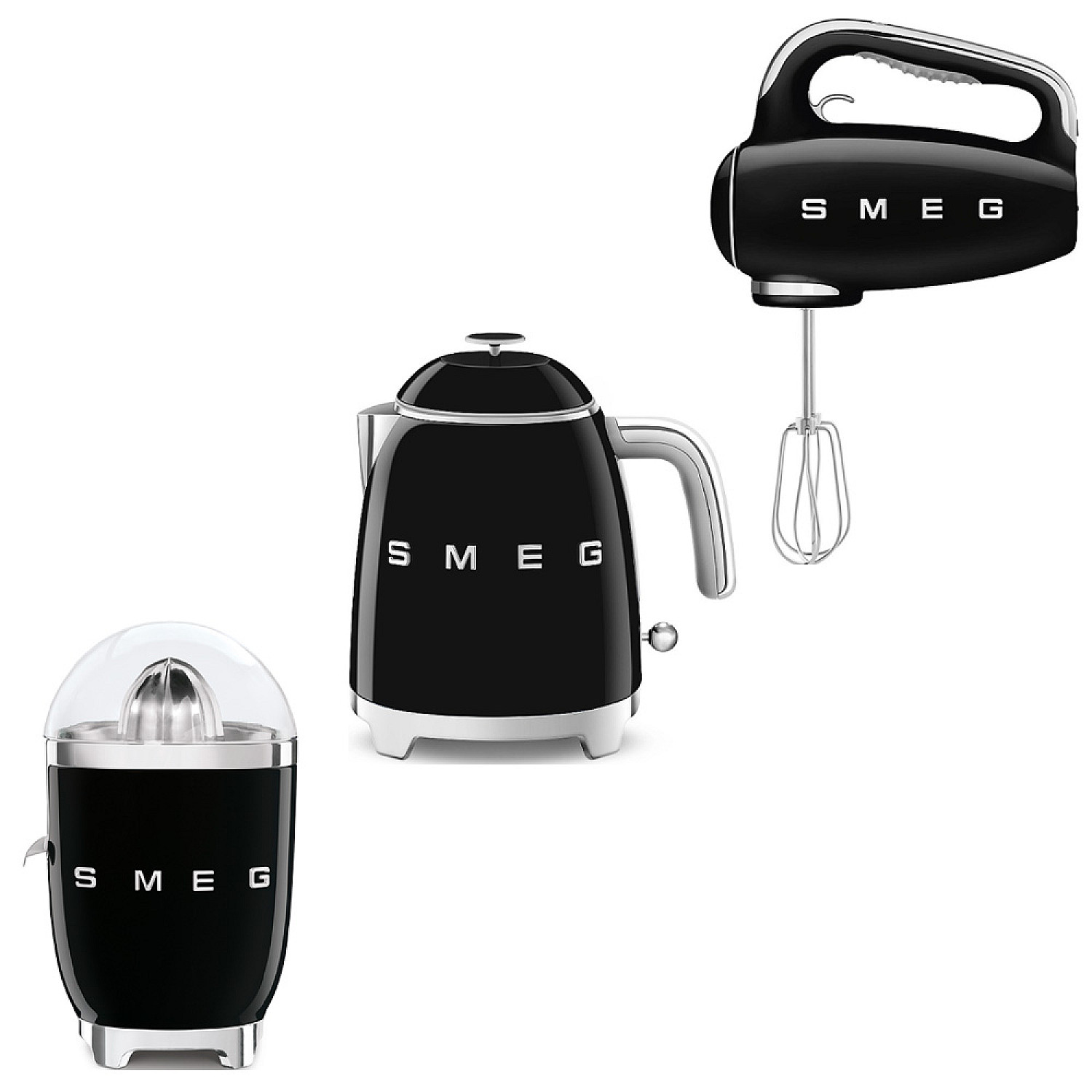 Smeg paket fresh morning - svart h&ouml;gblank med 50's style