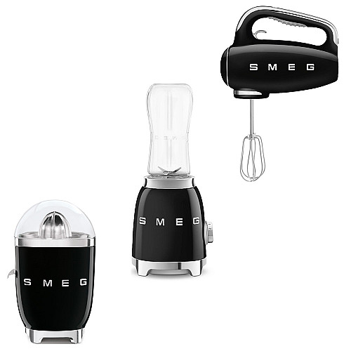Smeg paket vispa & mixa - svart högblank med 50's style