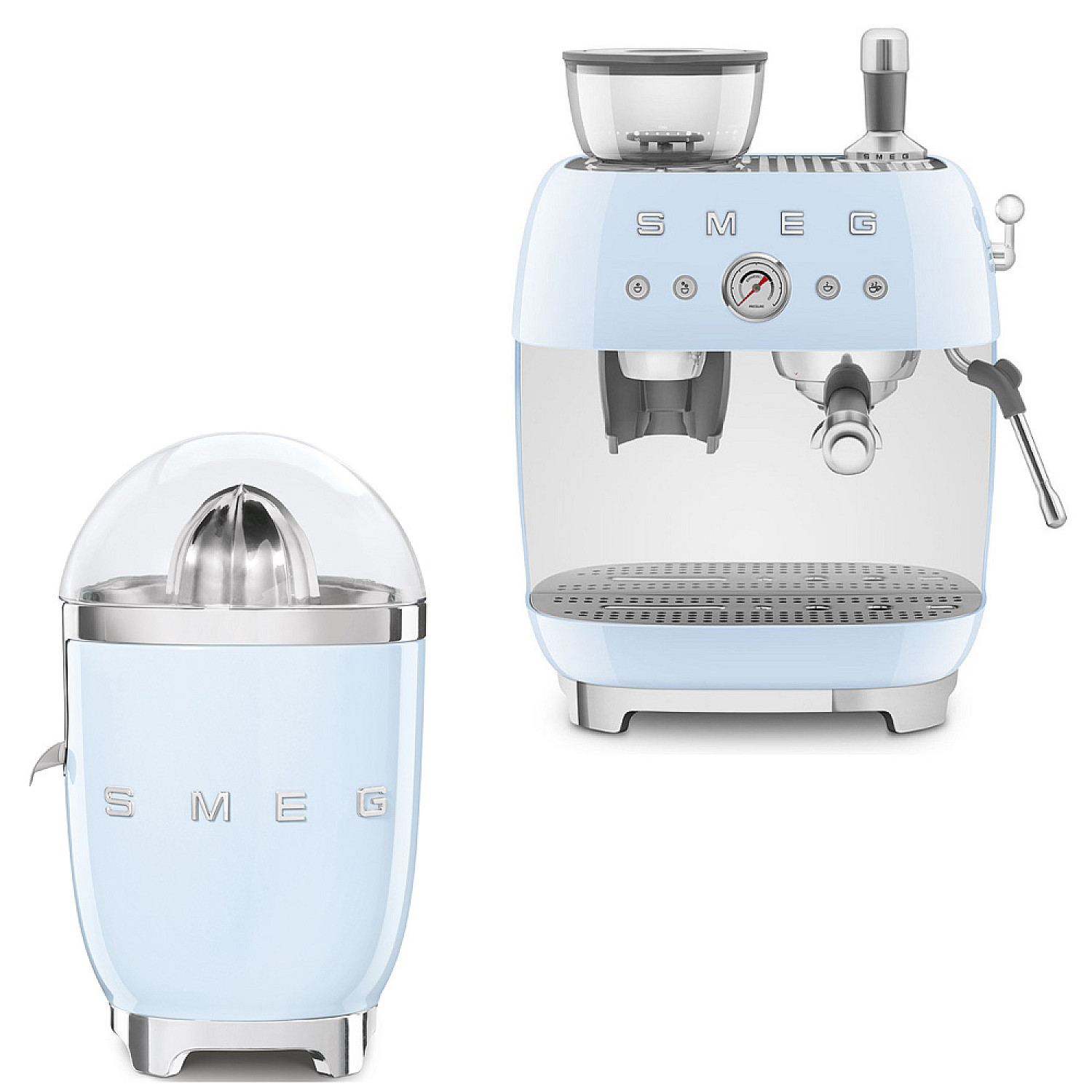 Smeg paket espresso & citrus - pastellbl&aring; med 50's style