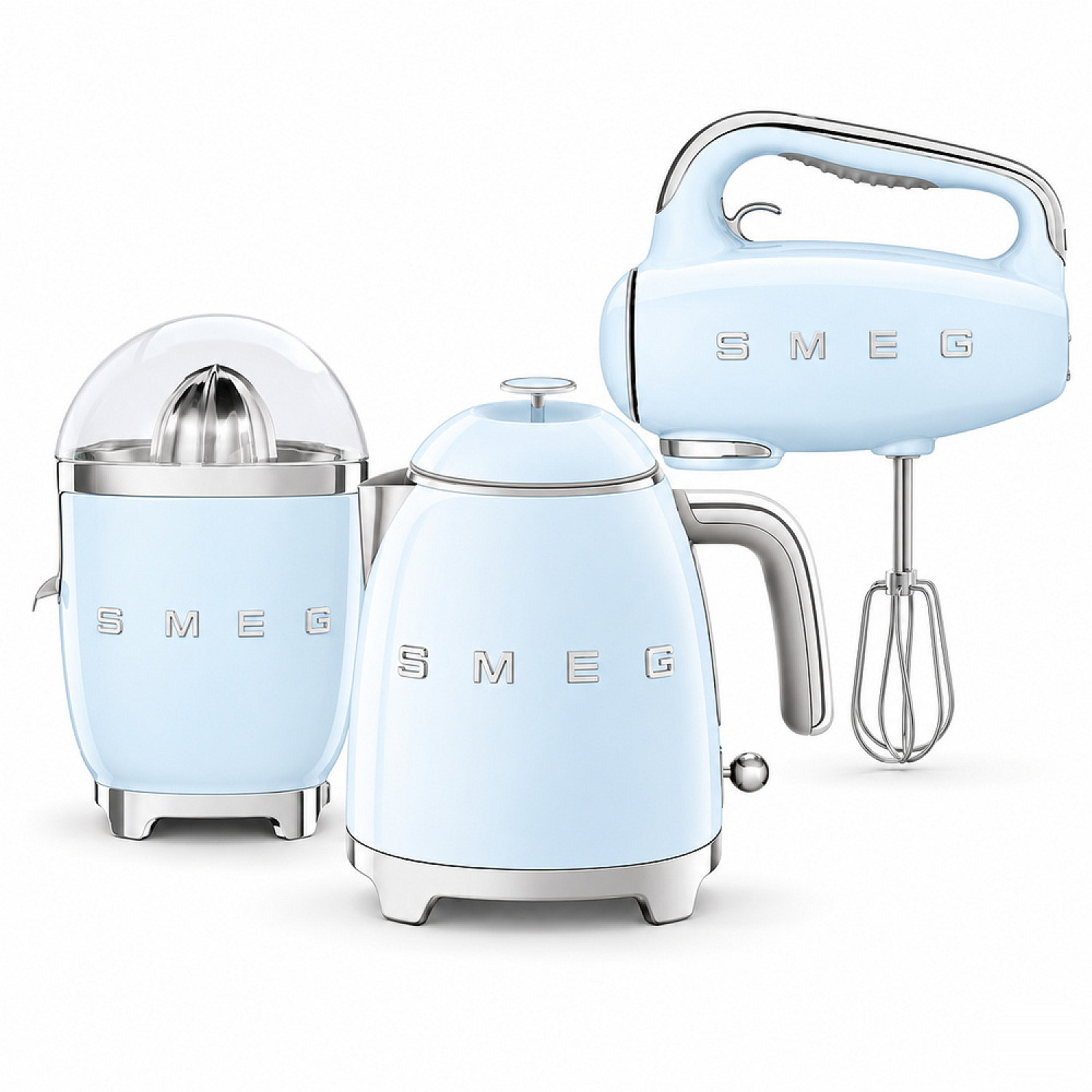 Smeg paket fresh morning - pastellbl&aring; med 50's style