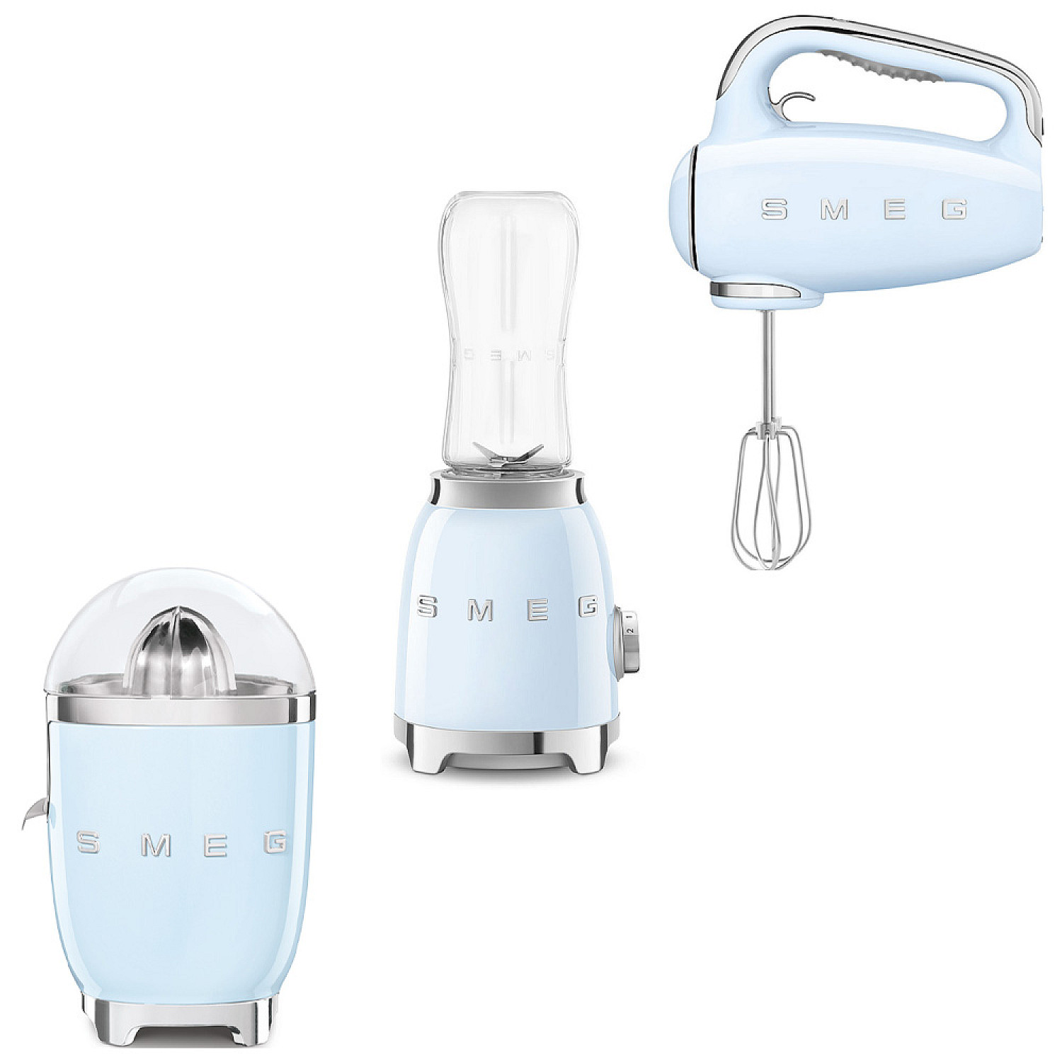 Smeg paket vispa & mixa - pastellbl&aring; med 50's style