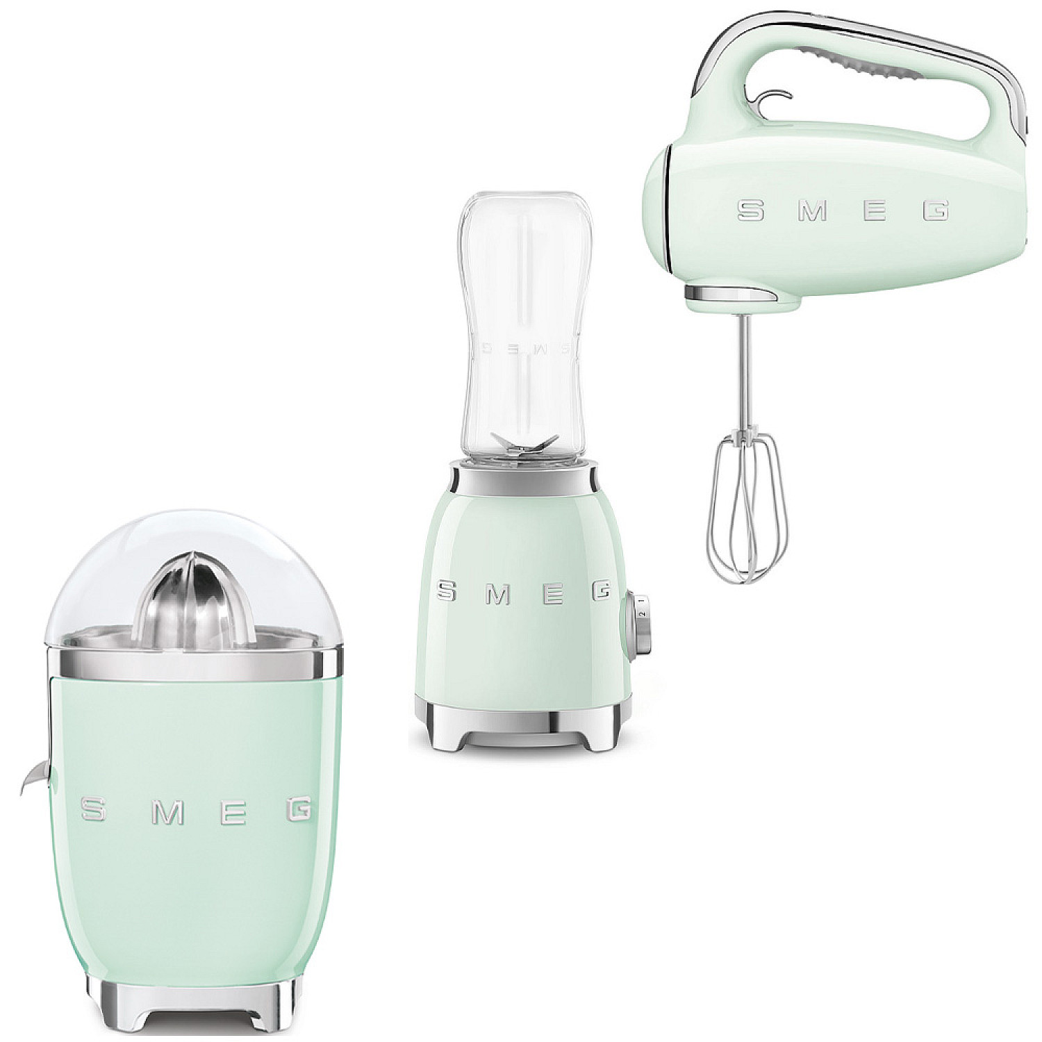 Smeg paket vispa & mixa - pastellgr&ouml;n med 50's style