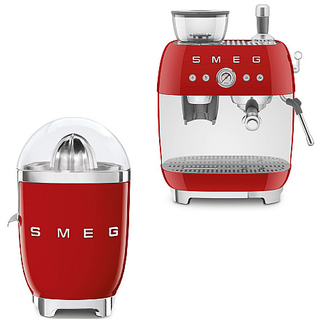 Smeg - Espresso & Citrus - Röd med 50's Style