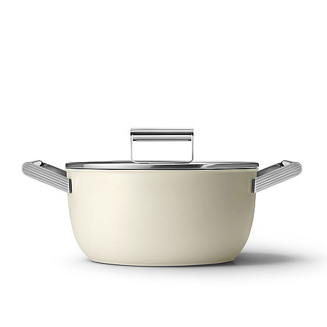 Smeg - Keramisk Gryta 24 cm Non-Stick, Creme Smeg - Keramisk Gryta 24 cm Non-Stick, Creme