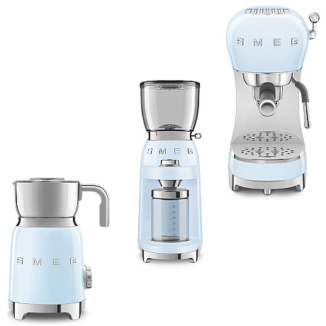 Smeg - Komplett Kaffepaket - Pastellblå med 50's Style