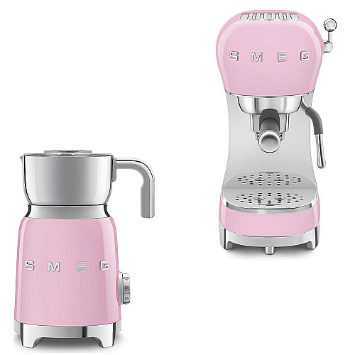 Smeg paket espresso & mjölk - rosa med 50's style