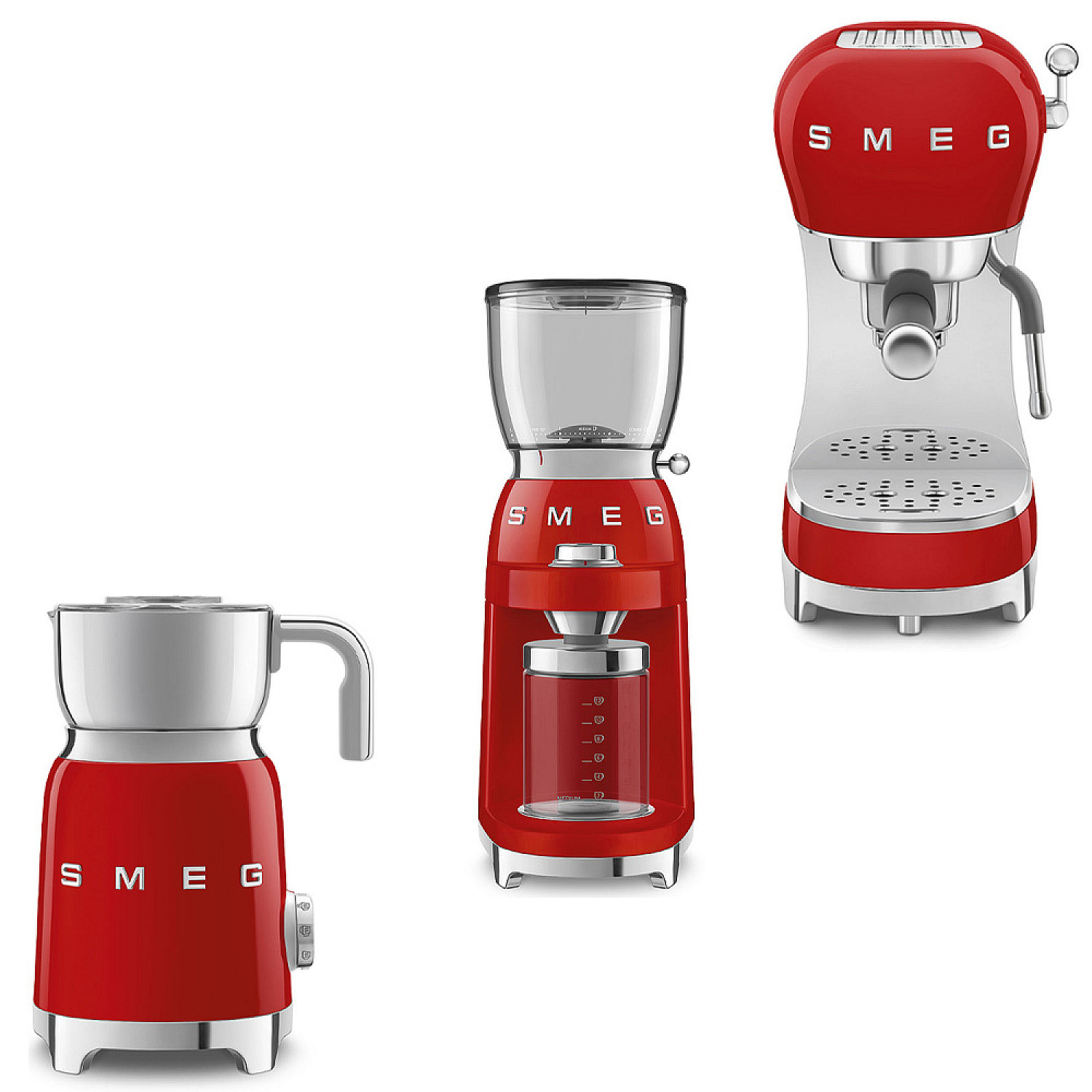 Smeg paket komplett kaffepaket - r&ouml;d med 50's style