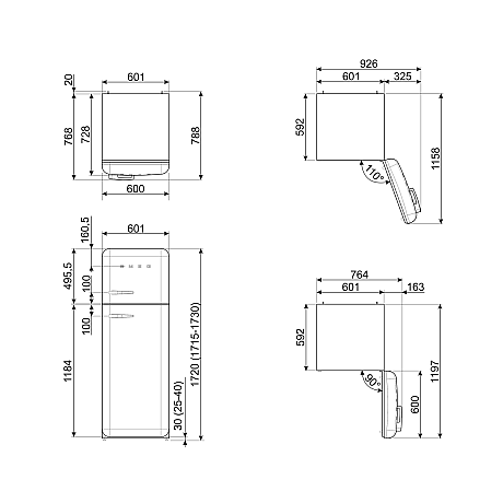 Smeg - FAB30RWH6 - Vit, 50-talsdesign, Tyst & LED belysning
