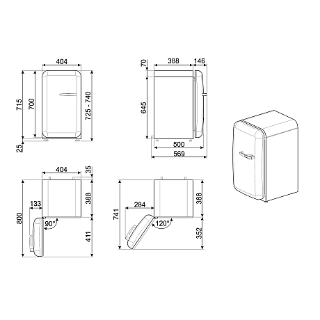 Smeg - FAB5LWH6 - Vit, 50's Style med LED-belysning