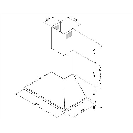 Smeg - KPF94MB - Mattsvart, Bredd 90 cm
