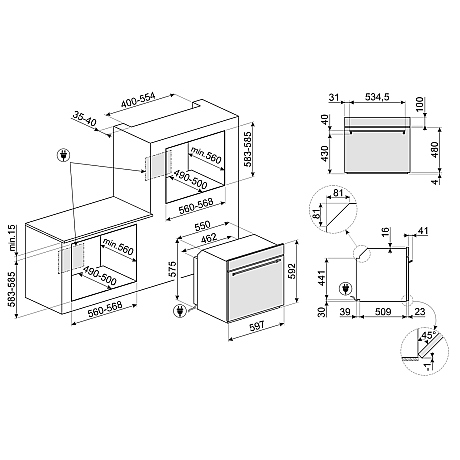 Smeg - SF6300TVX, stilren ugn med varmluft i Classic serien