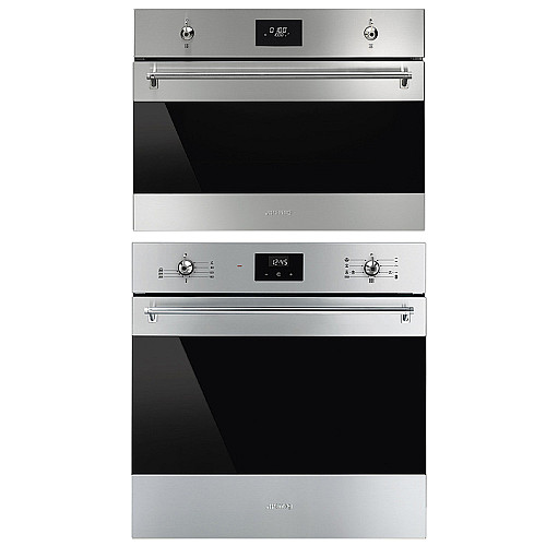 Smeg sf6300tvx-so4301m1x, stilren ugn + kompaktugn med mikro