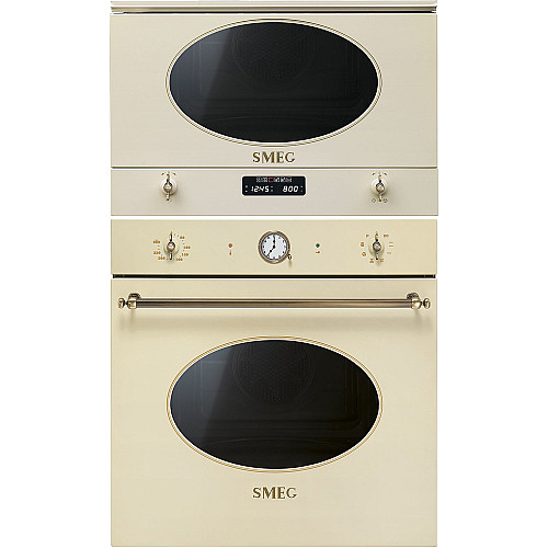 Smeg paket ugn och mikro sf68c1po-mp822po -creme med vred kontroll