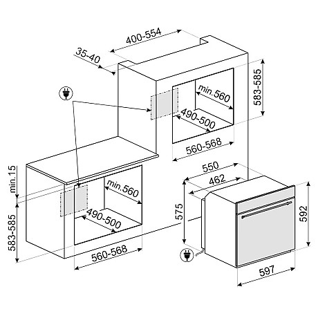 Smeg - SFP6301TNNO - Svart, Kapacitet 70 L, Pyrolytisk självrengöring