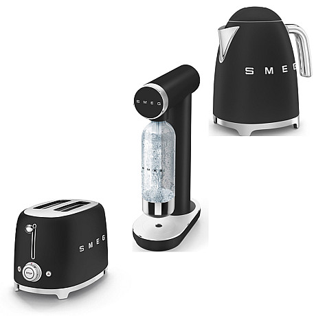 SMEG - Brödrost, vattenkokare, kolsyremaskin, matt svart