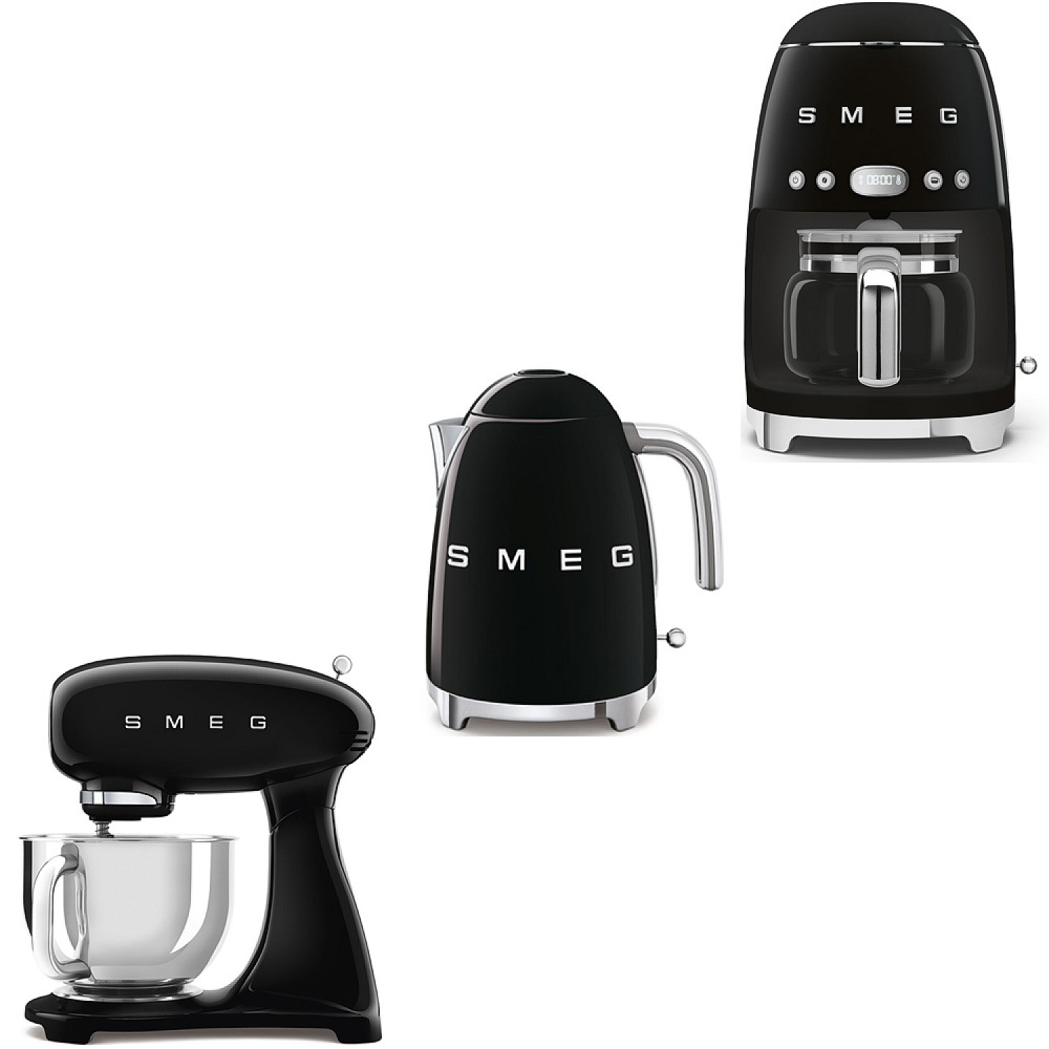 Smeg paket smf05bleu-klf03bleu-dcf02bleu - svart h&ouml;gblank
