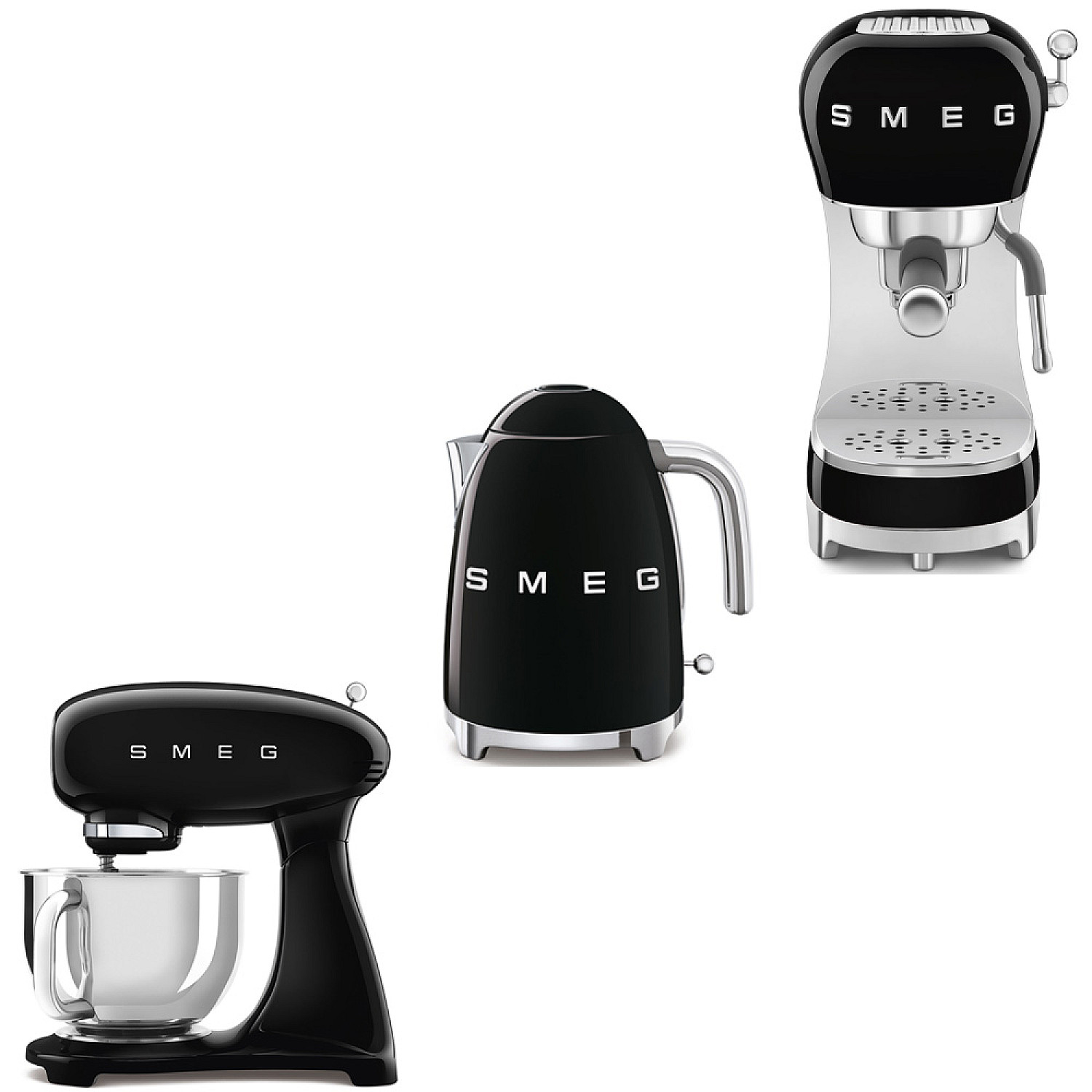 Smeg paket smf05bleu-klf03bleu-ecf02bleu - svart h&ouml;gblank