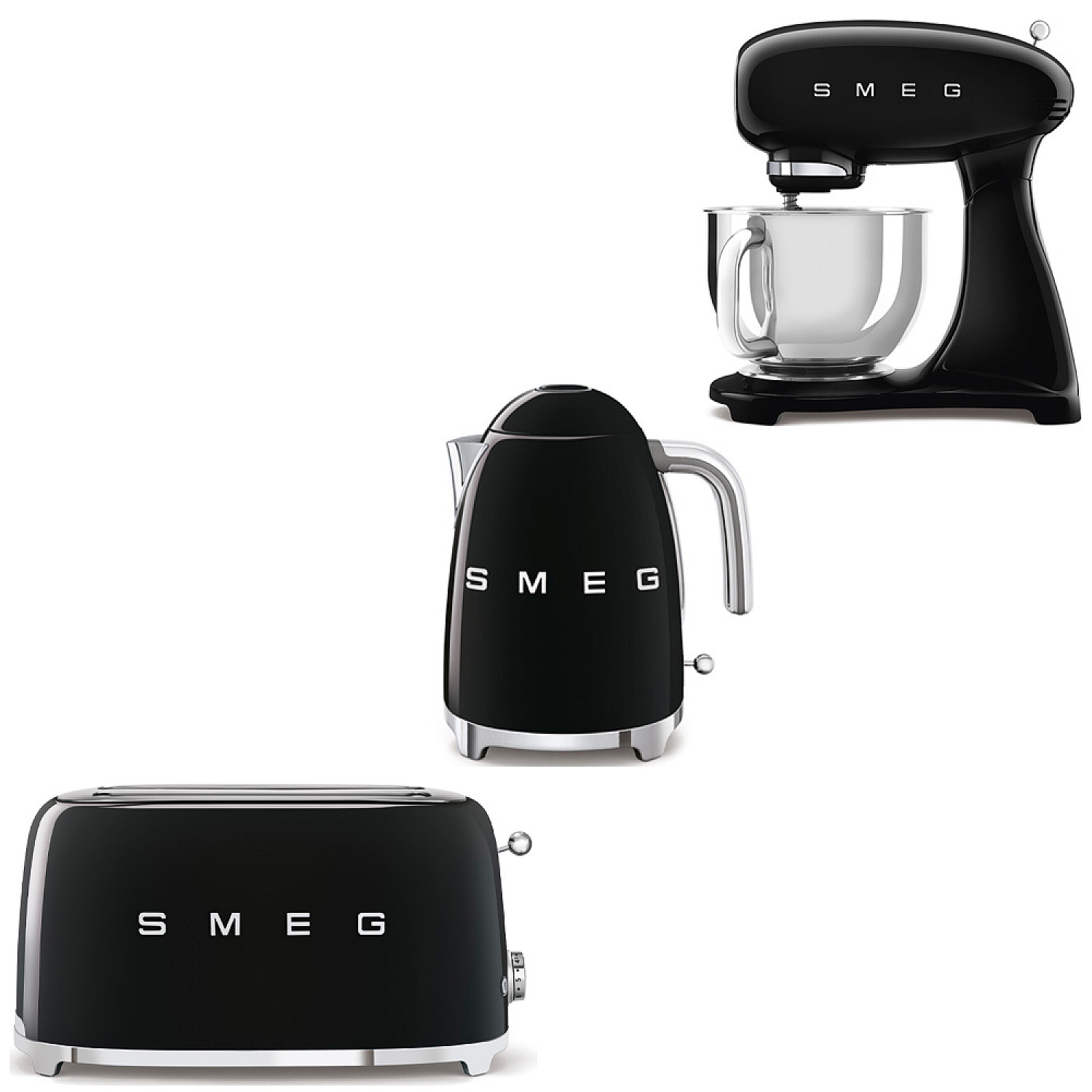 Smeg paket smf05bleu-klf03bleu-tsf02bleu - svart h&ouml;gblank