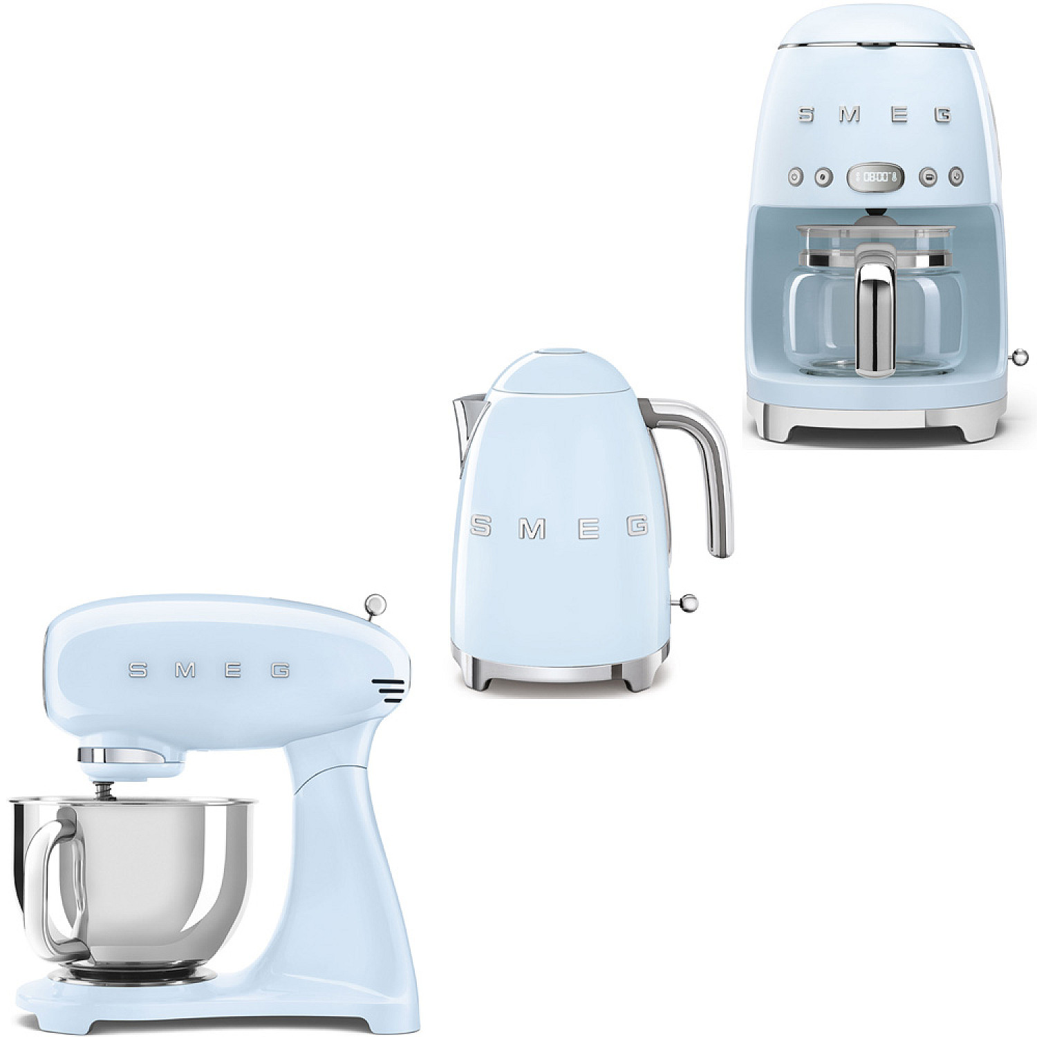 Smeg paket smf05pbeu-klf03pbeu-dcf02pbeu - pastellbl&aring;