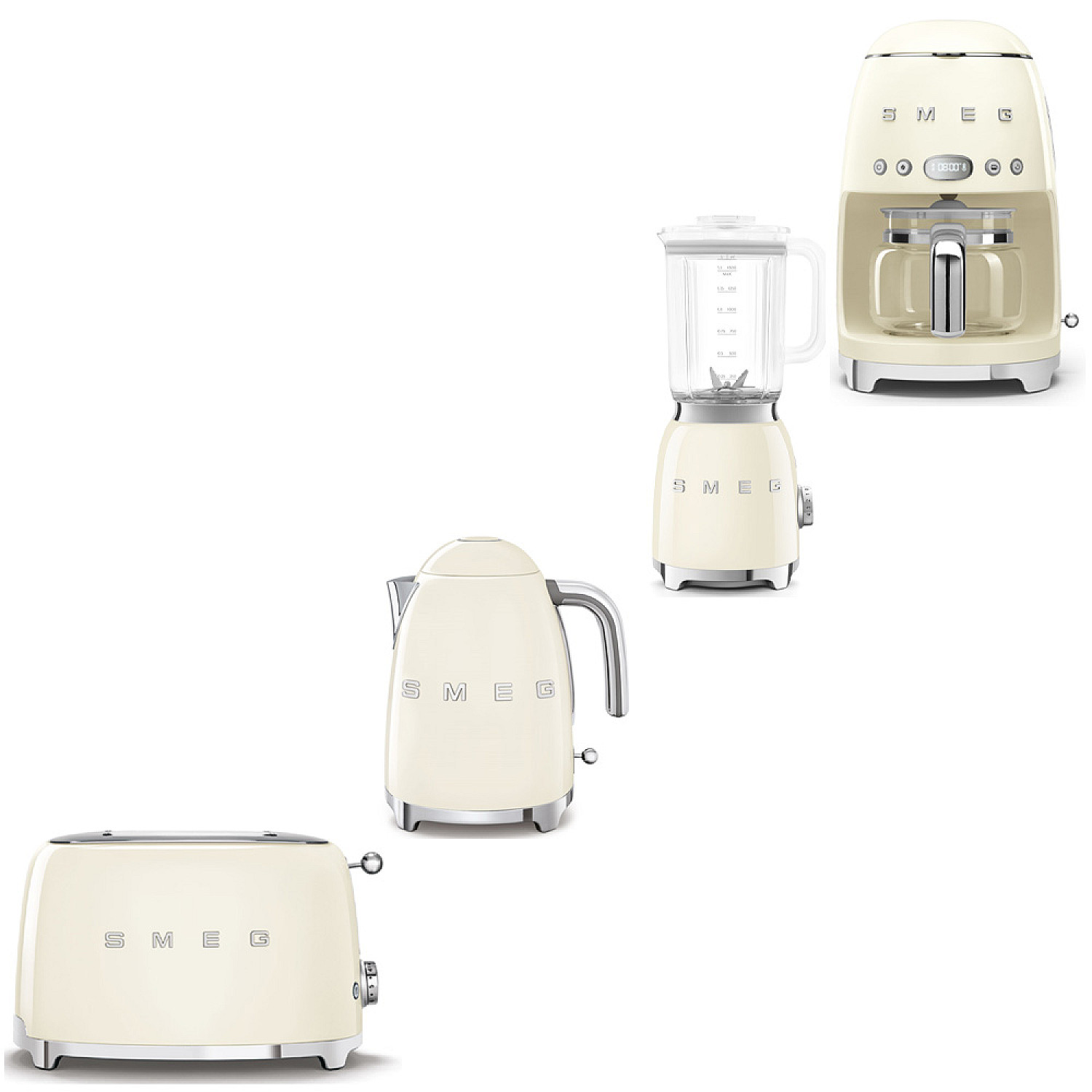 Smeg paket frukostpaket 4 delar - creme med 50's style