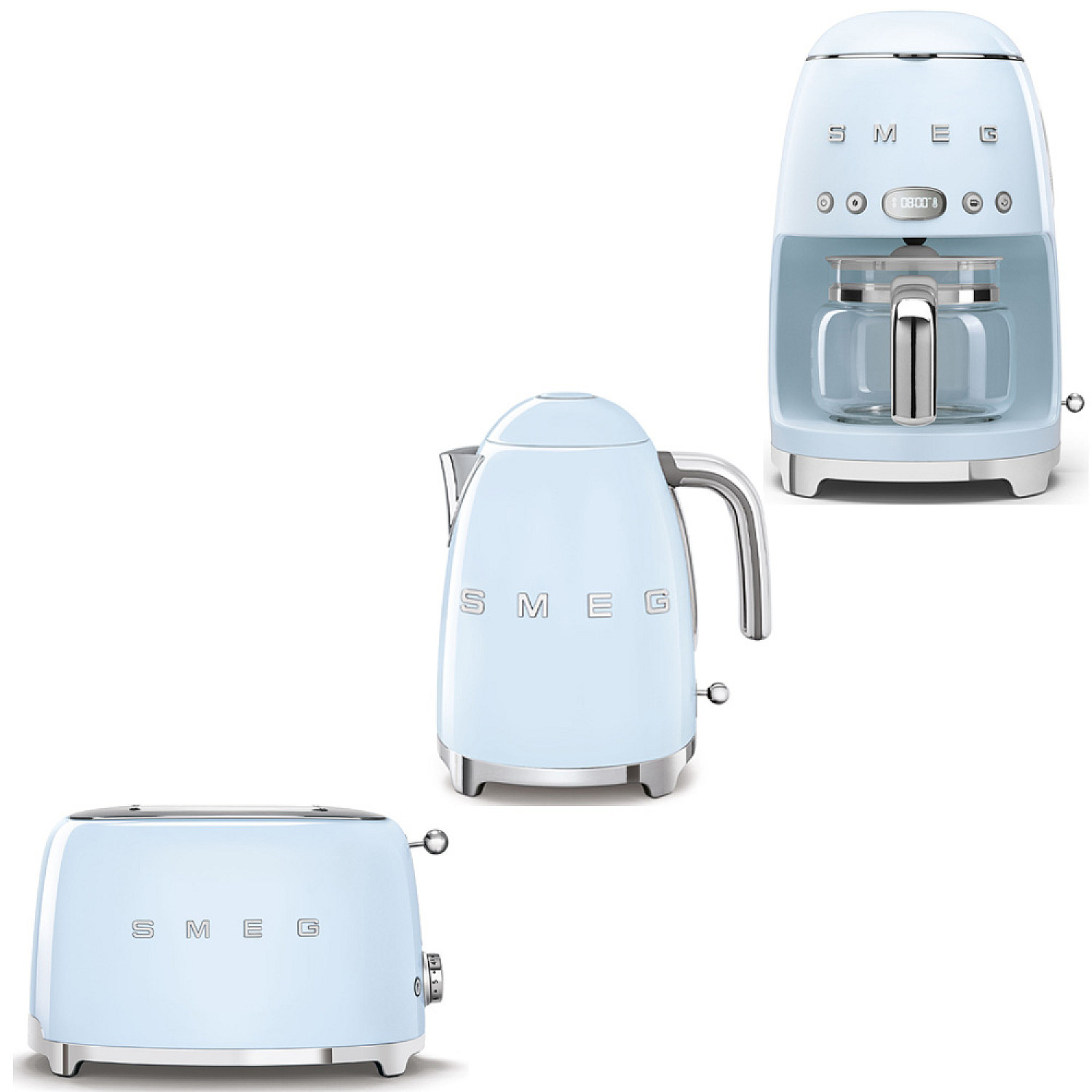 Smeg paket frukostpaket 3 delar - pastellbl&aring; med 50's style