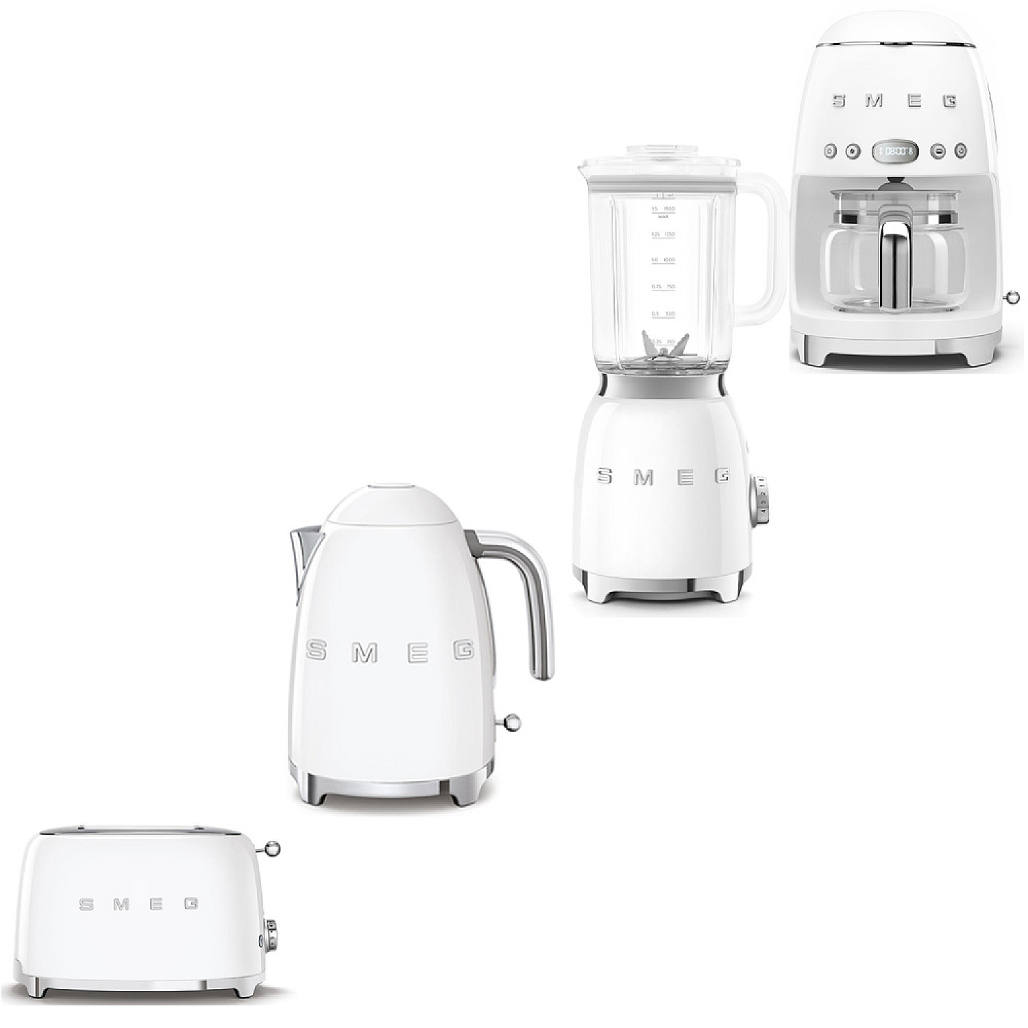 Smeg paket frukostpaket 4 delar - vit med 50's style