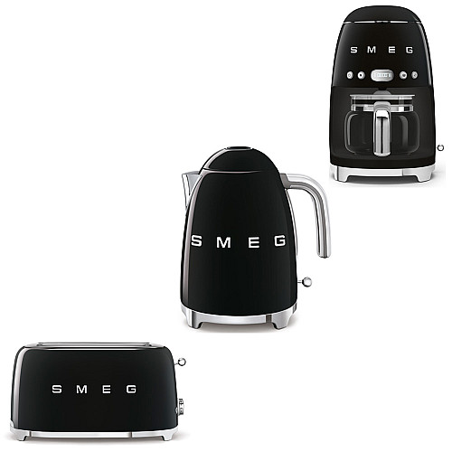 Smeg paket breakfast trio - svart med 50's style