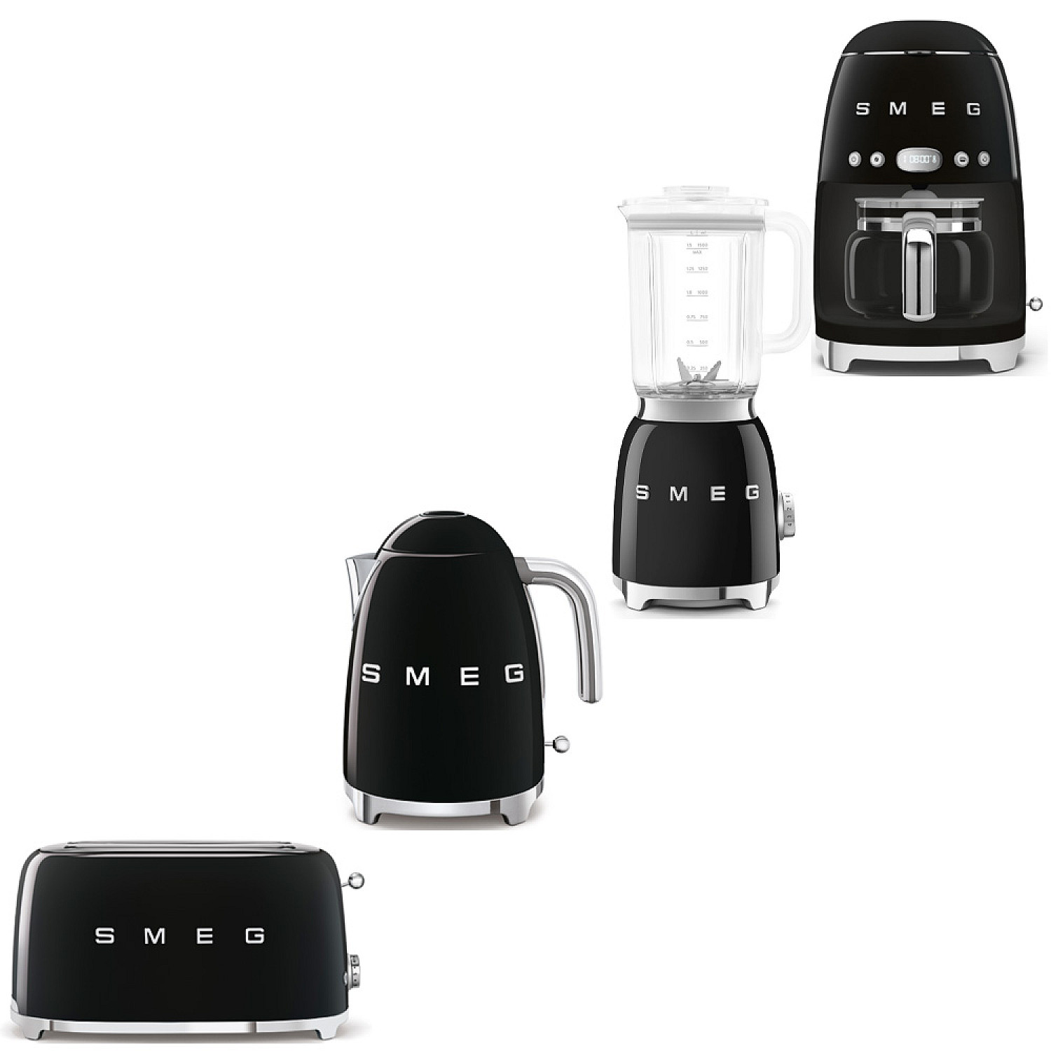 Smeg paket morning deluxe - svart med 50's style